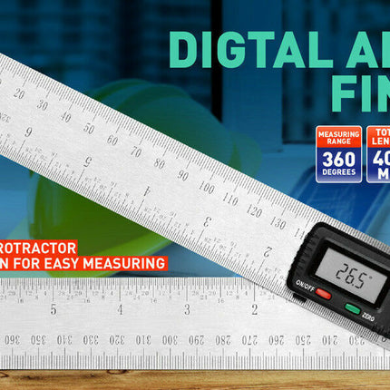 200mm Digital Angle Finder Ruler Protractor Measure Meter Stainless Steel 0-360°