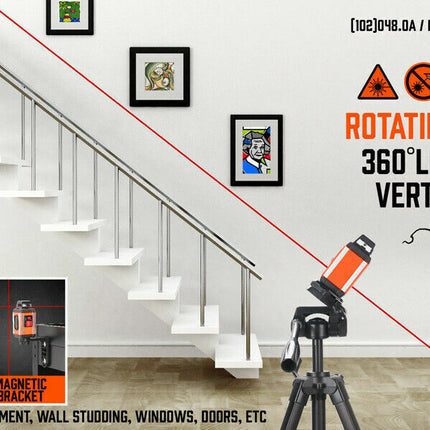 360° Laser Level Self Auto Leveling Rotary Cross Tripod Detector Magnetic Base