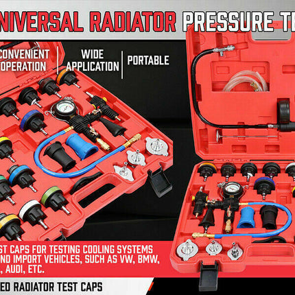 28Pc Radiator Pressure Test Set Cooling System Leaking Check Refill Vacuum Tool