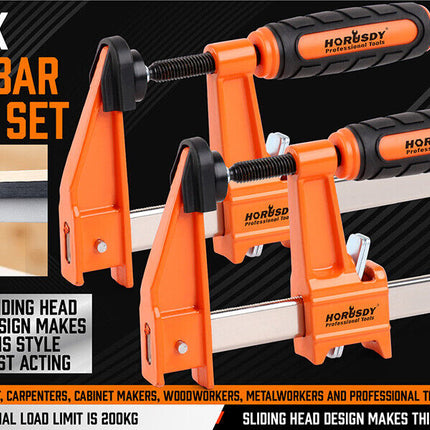 2Pc F-Clamps 60x150mm Heavy Duty Steel Bar Quick Release Grip Handle Woodworking