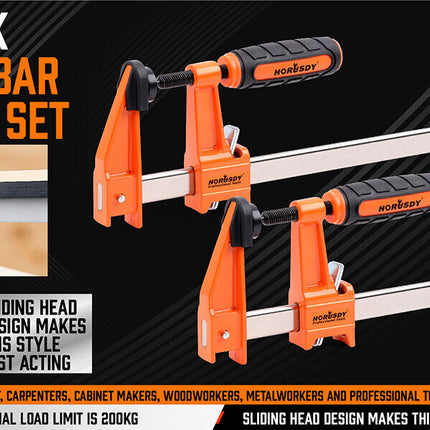 2Pc F-Clamps 60x300mm Heavy Duty Steel Bar Quick Release Grip Handle Woodworking