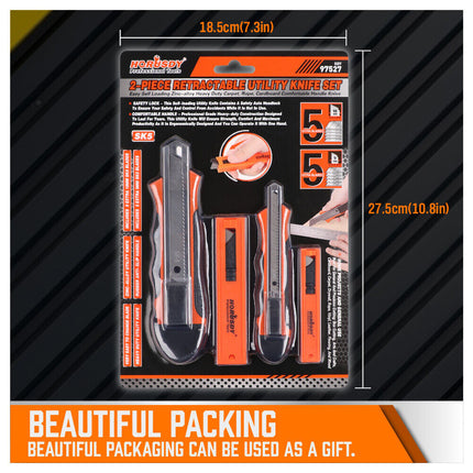 Retractable Box Cutter Utility Knife Lockable 18mm & 9mm Spare Stanley Blades