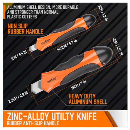 Retractable Box Cutter Utility Knife Lockable 18mm & 9mm Spare Stanley Blades