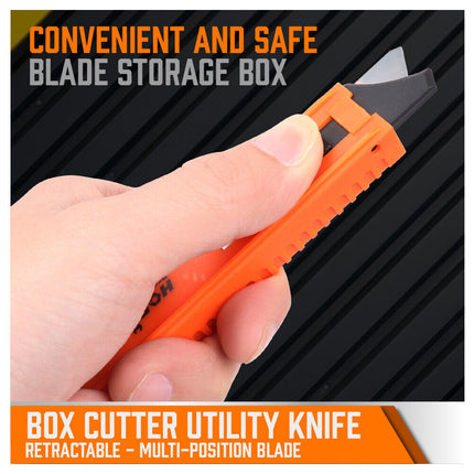 Retractable Box Cutter Utility Knife Lockable 18mm & 9mm Spare Stanley Blades