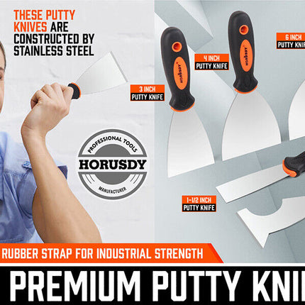 5Pc Stainless Steel Putty Knife Set Joint Knife Wall Scraper Paint Clean Blade