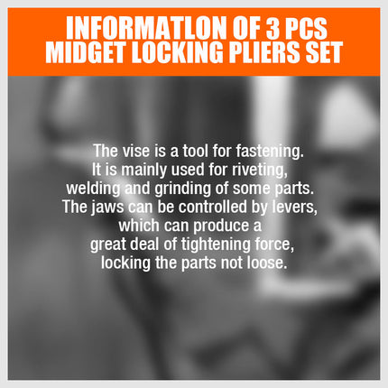 3Pc Mini Lock Grip Pliers Stubby Curved Jaw C-Clamp Long Nose Vise Welding Hold