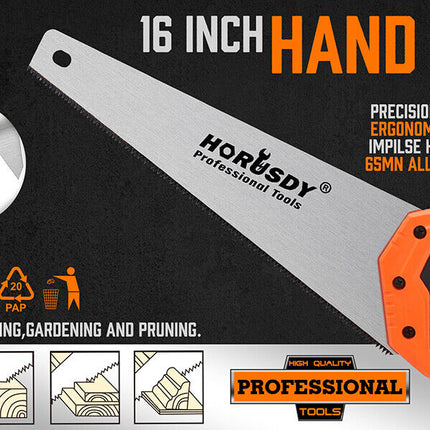 16" Hand Saw Sharp Cut Wood Plastic Cutting Heavy Duty Crosscut Saw 505mm Long