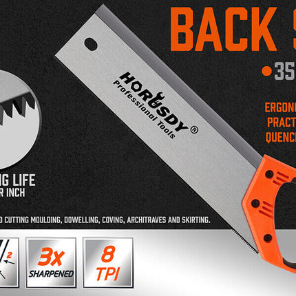 14" Back Saw Wood Hand Saw Woodworking Timber Plastic Cutting Ergonomic Handle