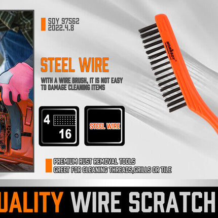 260mm Stanless Brush Anti-Slip Handle Scratch Paint Cleaning Rust Remove New