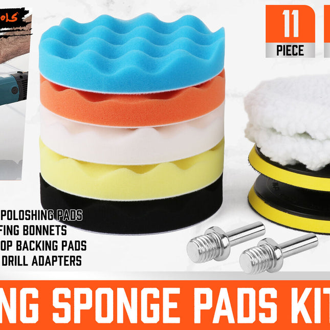 11Pc 6" Buffing Waxing Polishing Pads Kit Sponge Pad Set For Car Polisher Drill