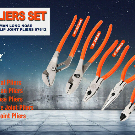 5Pc Pliers Set Diagonal Linesman Long Nose Groove Joint Slip Joint Pliers