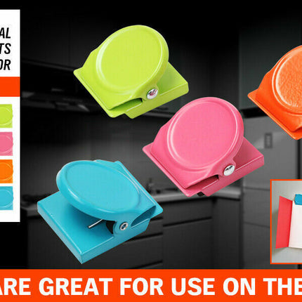 16Pc Magnetic Spring Clamps Magnet Refrigerator Clips Note Holder Fridge Tips