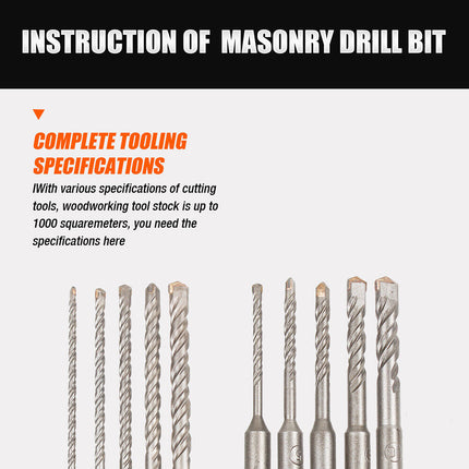 HSS Masonry Drill Bits Hammer Drilling Concrete Head Twist SDS Plus Shank 5-10mm