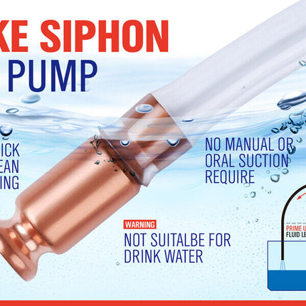 3M Self Priming Siphon Hose Water Jiggler Liquid Transfer Fuel Hose Pump Copper
