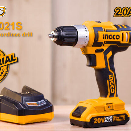 INGCO Cordless Power Drill Electric Screwdriver Drilling With Battery & Charger