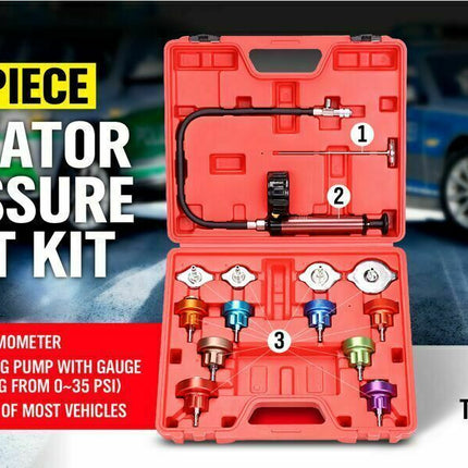 Universal Cooling System Radiator Pressure Tester Gasket Test Kit Leak Detector
