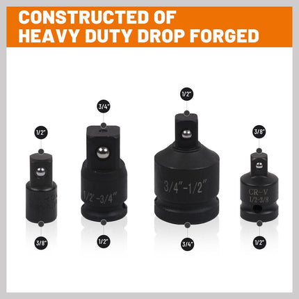 8Pc Impact Socket Reducer Set Heavy Duty Adaptor For Ratchet Wrench With Case