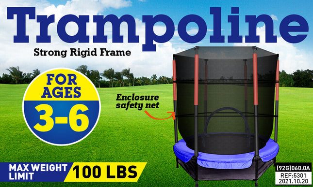 4.5ft Kids Trampoline Round Indoor Outdoor Junior Enclosure Safety Net Jumping