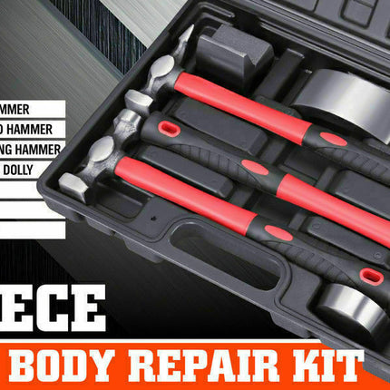 7Pc Car Body Repair Hammer & Dolly Kit Auto Panel Beating Dent Roller Auto Tools