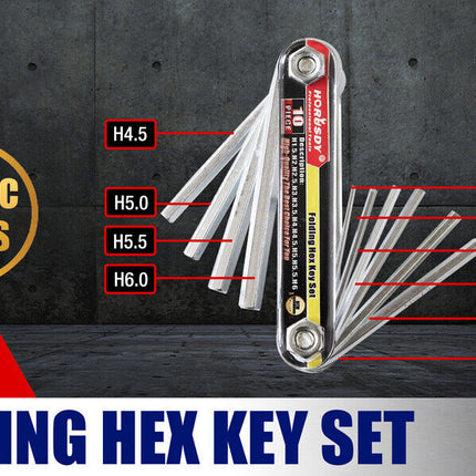 Folding Allen Key Set Portable Hex Wrench Tool Hardened Chrome Vanadium Steel Sizes H1.5 to H6