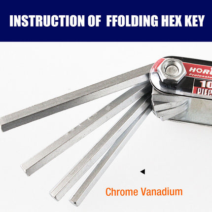 Folding Allen Key Set Portable Hex Wrench Tool Hardened Chrome Vanadium Steel Sizes H1.5 to H6