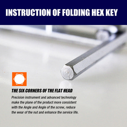 Folding Allen Key Set Portable Hex Wrench Tool Hardened Chrome Vanadium Steel Sizes H1.5 to H6