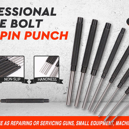 8Pc Heavy Duty Long Pin Punch Set 2.4 to 10mm Drift Roll Nail Steel Flat End New