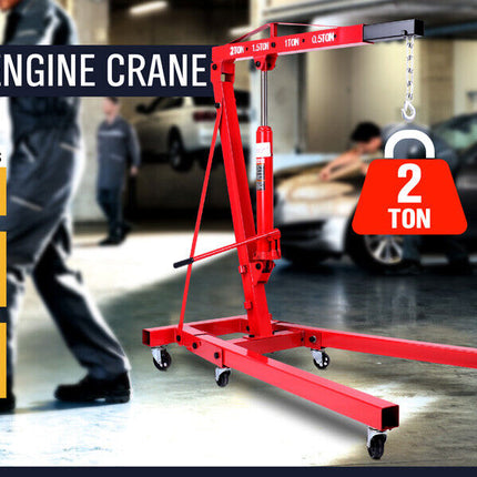 2-Ton Hydraulic Engine Crane Foldable Hoist Stand for Mobile Garage Lifting- Workshop Essential