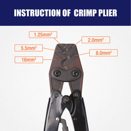 1.25-16 mm² Wire Crimper Cable Crimping Plier Terminal Anderson Plug Crimp Tool