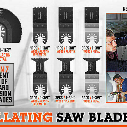 25Pc Metal & Wood Oscillating Saw Blades Set Quick Release Dewalt Bosch Makita