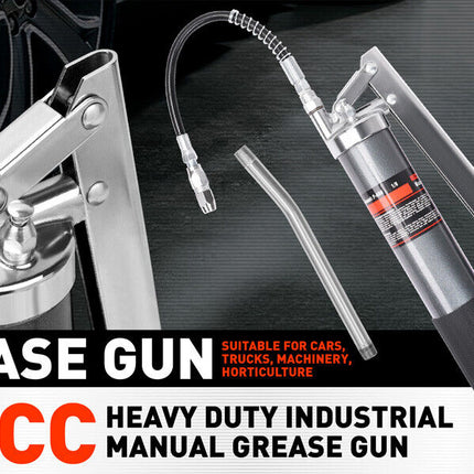Heavy Duty 600cc Manual Grease Gun Flexible Hose Coupler 10000PSI Oiling Tools