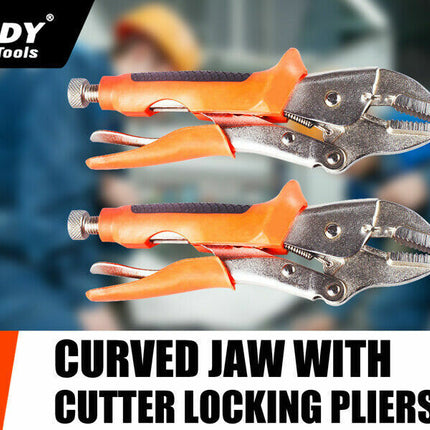Vice Grip Locking Pliers Curved Jaw Auto Locking 235mm Long With Soft Grip