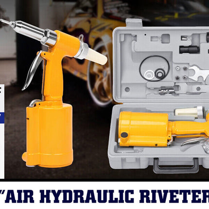 Air Hydraulic Pop Rivet Gun Pneumatic Riveter Industrial 4-Size Set With Case