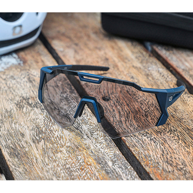 AKEZ Photochromic Mountain Bike Cycling Glasses Transition Bicycle Sunglasses for Men Women - Dark Blue