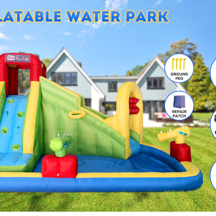Climb Inflatable Water Park Castle Kids Home Amusement Playground w/ Slide Splash Pool