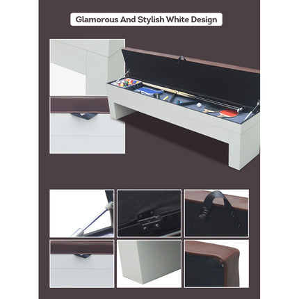 2 x 003 Storage Bench For Dining Pool Table - White Color