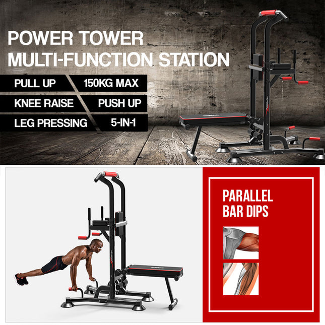 5-in-1 Pull Up Chin Up Bench Benches Power Tower Multi-Function Station Home