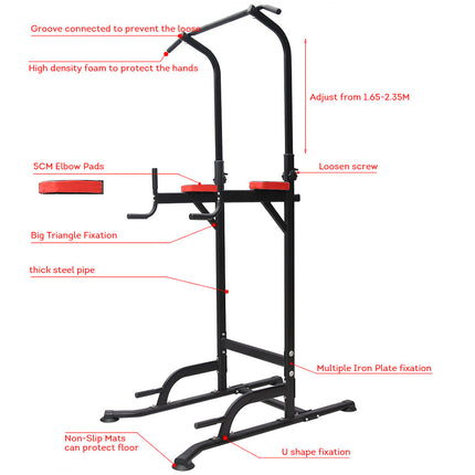 T055 Pull Up Chin Up Knee Raise Workout Station Men Women Exerise Home GYM Fitness