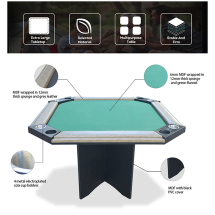 4FT Poker Table Multi-function Poker Table/Chess/Backgammon/Carrom Game Table