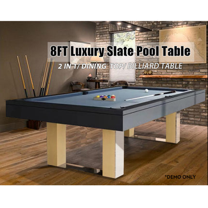 8FT Slate Pool Table Snooker Table Billiards Table With Dinning Top