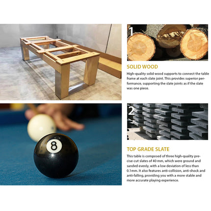 8FT Slate Pool Table Snooker Table Billiards Table With Dinning Top