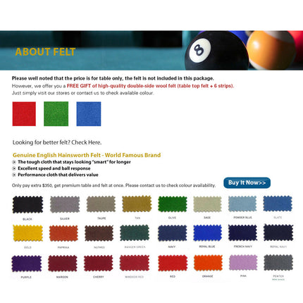 8FT Slate Pool Table Snooker Table Billiards Table With Dinning Top