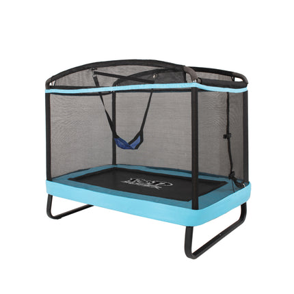 POP MASTER Mini Rectangular 4x6FT Trampoline L-type Zipper Contain 1 Piece of Swing - Blue