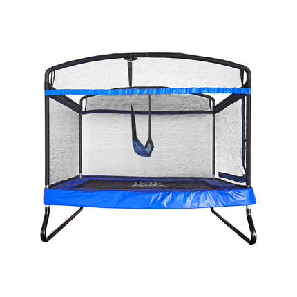 POP MASTER Mini Rectangular 4x6FT Trampoline L-type Zipper Contain 1 Piece of Swing - Deep Blue