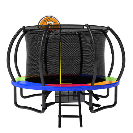 POP MASTER 6FT Curved Trampoline 5 Year Warranty Only For Frame With Free Bonus Package w/ Basketball Hoop Ladder Kids Children Outdoor - 10FT