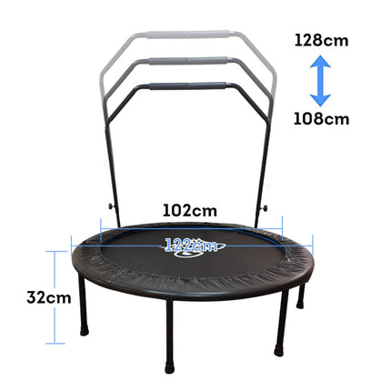 POP MASTER 48inch Trampoline Circle Foldable Fitness Rebounder w/ Adjustable Handle Bar