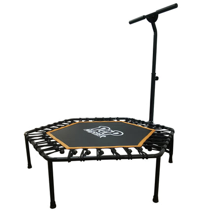 POP MASTER 5FT Indoor Trampoline Hexagon Fitness Rebounder w/ Adjustable Handle Bar