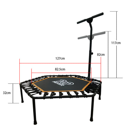 POP MASTER 5FT Indoor Trampoline Hexagon Fitness Rebounder w/ Adjustable Handle Bar