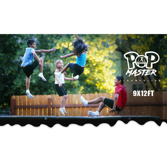 PoP Master 12FT x 9FT Rectangular Trampoline with Spring Ladder Safety Net Kids