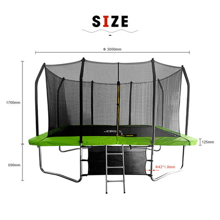 PoP Master 12FT x 9FT Rectangular Trampoline with Spring Ladder Safety Net Kids